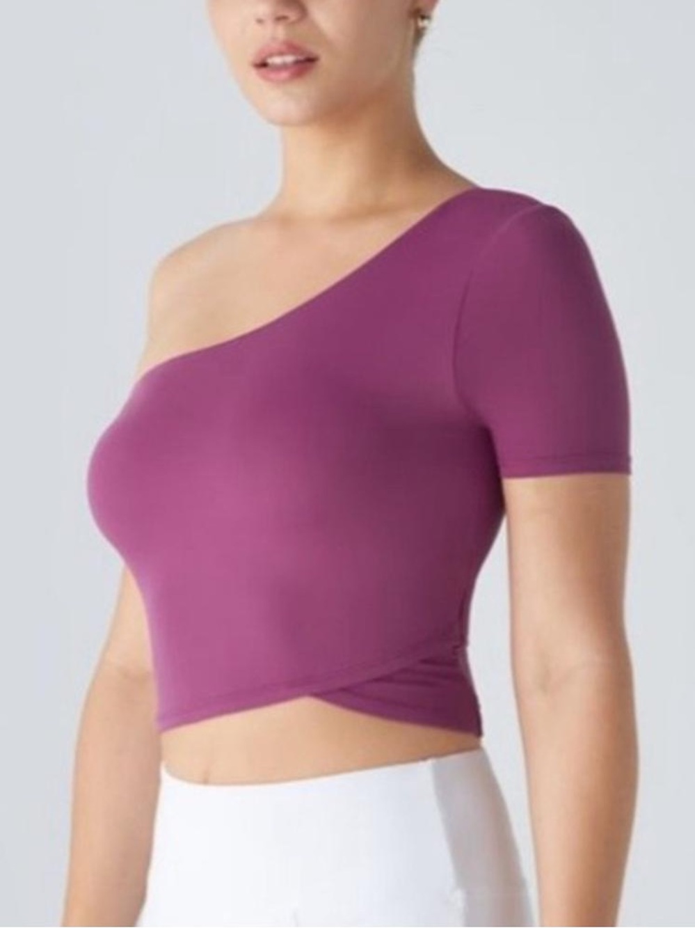 NEW Halara One Shoulder Crop Top w/Built In Bra NWT Athleisure Casual. L23